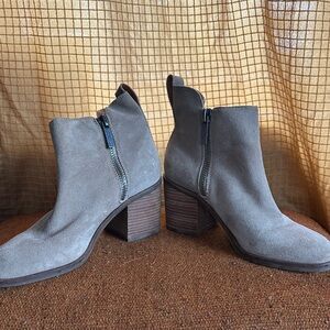Lucky Brand Taupe Suede Ankle Booties